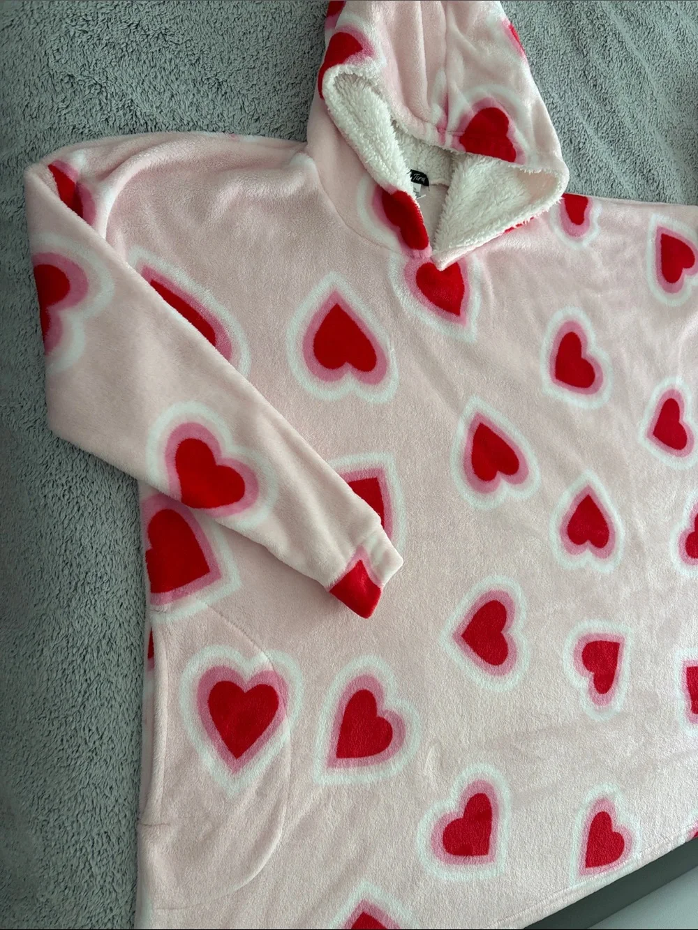 Pink Heart Plush “Twosie” Two Person Hooded Blanket